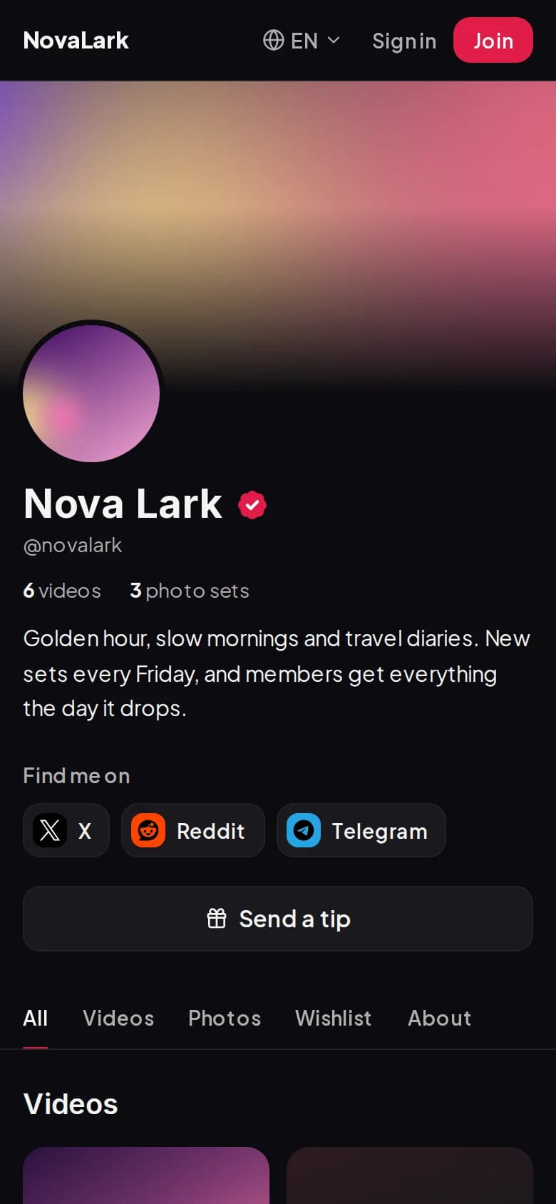 The same site on a phone